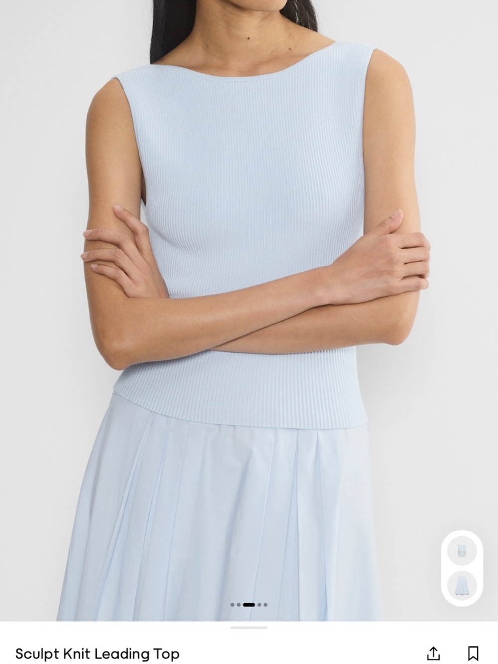 Aritzia Babaton Sculpt Knit Leading Top in Glacier Ice Blue Medium Low Back Tank